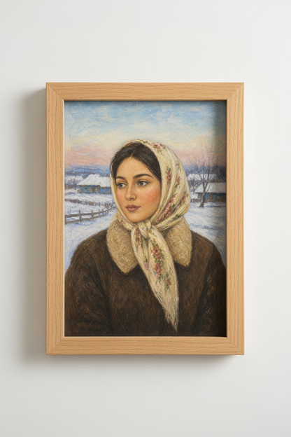 Winter portrait Wall Art Print | Living Room Decor | Cozy Seasonal Poster