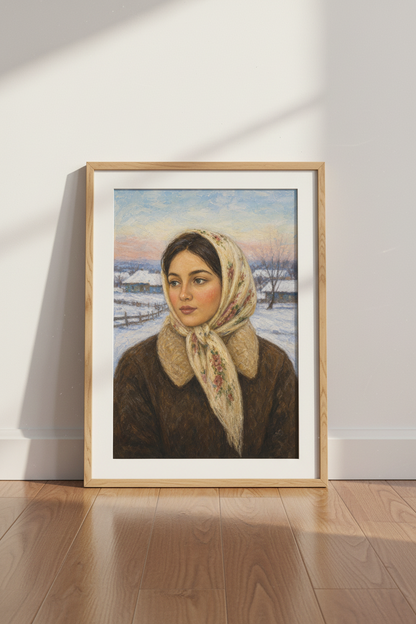 Winter portrait Wall Art Print | Living Room Decor | Cozy Seasonal Poster