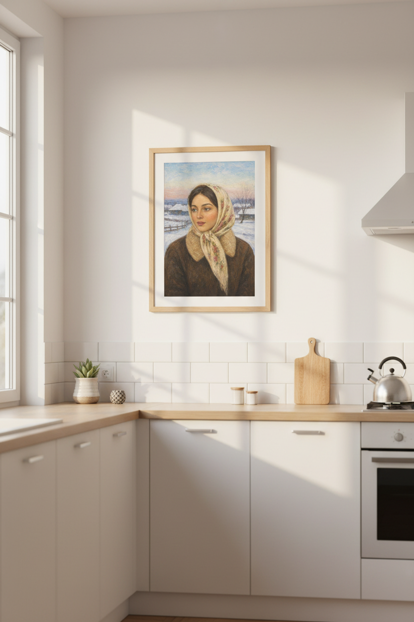 Winter portrait Wall Art Print | Living Room Decor | Cozy Seasonal Poster