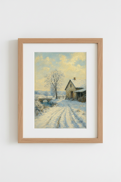 Winter Wall Art | Impressionist Snowy Landscape, Living Room Decor