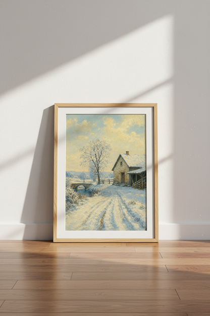 Winter Wall Art | Impressionist Snowy Landscape, Living Room Decor