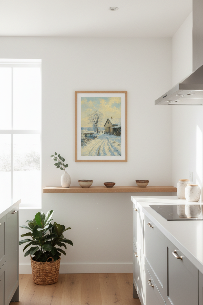 Winter Wall Art | Impressionist Snowy Landscape, Living Room Decor
