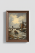 Winter Town Wall Art | Impressionist Snowy Village, Living Room Decor