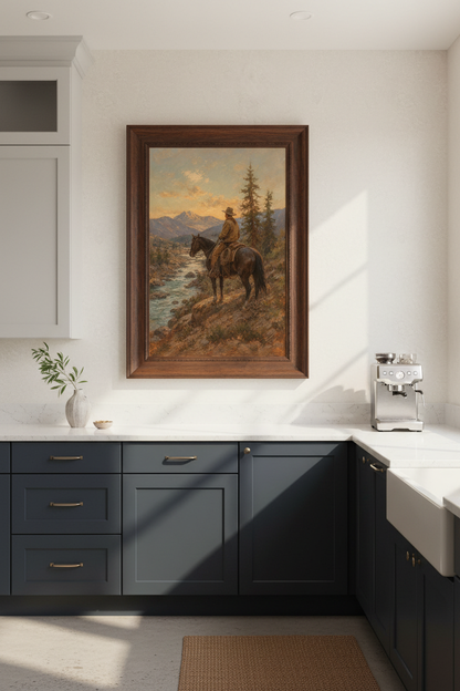Romantic Cowboy Wall Art Print | Living Room Decor | Rustic Poster