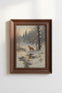 Winter Fox Wall Art | Frosty Forest Scene, Calm Blue Decor
