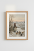 Winter Village Scene | Vintage Farmhouse Style, Hen & Chicken Wall Art Print