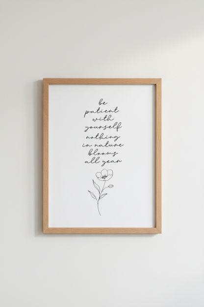 Floral Quote Print | Minimalist Black &amp; White Botanical, Bedroom Decor