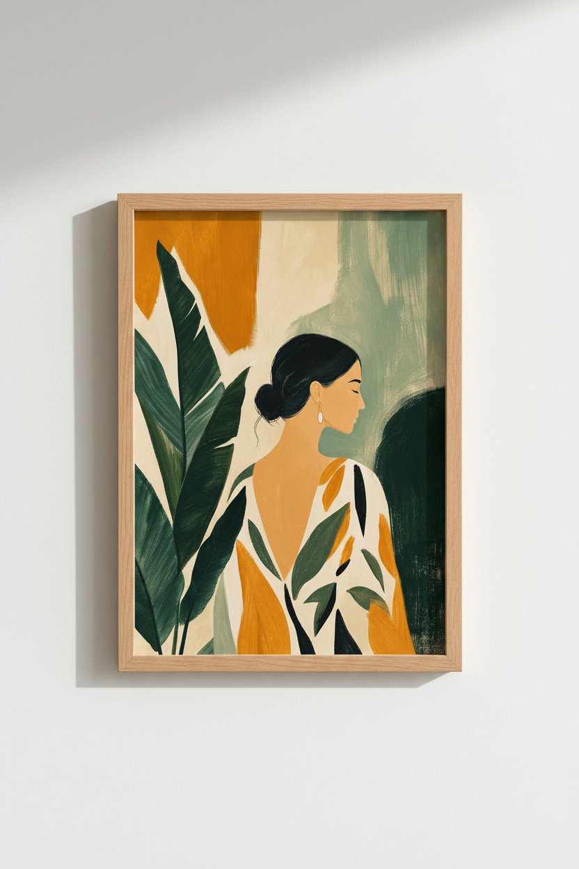 Boho wall art print | warm earthy tones living room decor | sunset accents poster