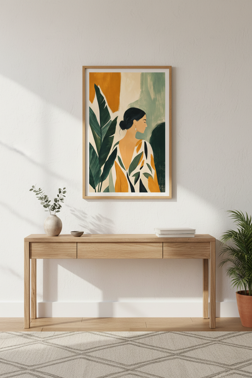 Boho wall art print | warm earthy tones living room decor | sunset accents poster
