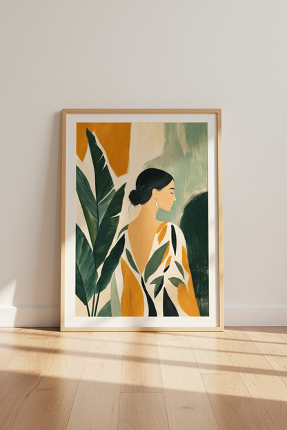 Boho wall art print | warm earthy tones living room decor | sunset accents poster