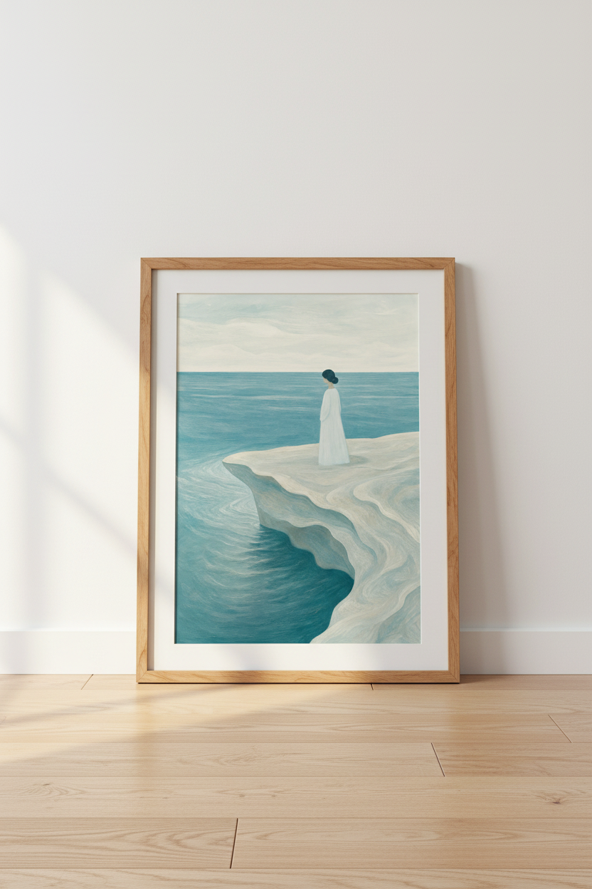 Minimalist Soft Seascape Wall Art Print | Living Room Decor | Calm Ocean Poster