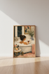 Woman in Bathtub Wall Art | Oil Painting Wine & Book, Bathroom Decor Aesthetic Poster