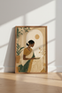 Indian Woman Saree Portrait | Earthy Minimalist Wall Art, Boho Bedroom Decor