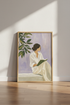 Woman Reading Art | Lavender Impressionist Print, Book Lover Gift & Reading Nook Decor