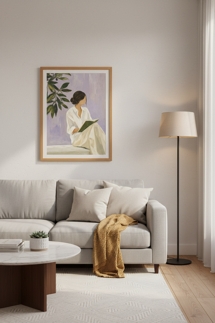 Woman Reading Art | Lavender Impressionist Print, Book Lover Gift &amp; Reading Nook Decor