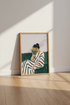 Woman with Flowers Art Print | Striped Decor | Impressionist Poster