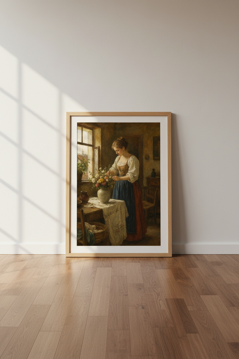 Soft Botanical Scene Wall Art Print | Living Room Decor, Vintage Mood Poster