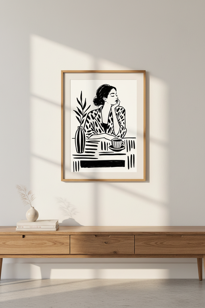 Minimal Illustration Wall Art Print | Modern Living Room Decor | Monochrome Poster