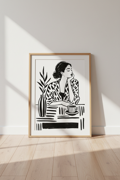 Minimal Illustration Wall Art Print | Modern Living Room Decor | Monochrome Poster