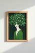 Green Leaf Wall Art | Modern Surreal Portrait, Emerald Hues | Living Room Decor