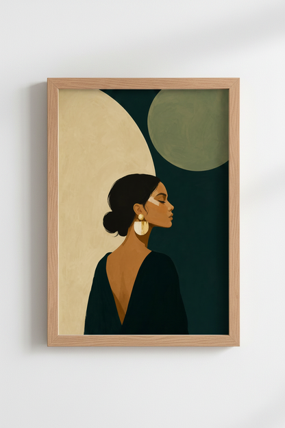 Boho Wall Art Print | Abstract Portrait, Earthy Tones | Living Room Decor Poster
