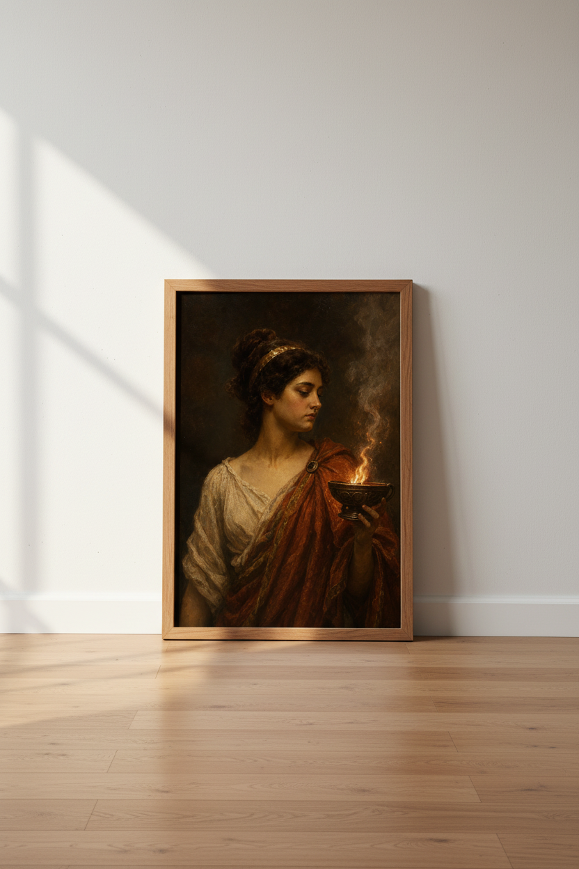 Vestal Virgin Portrait | Dark Academia Roman Mythology Print, Moody Home Decor