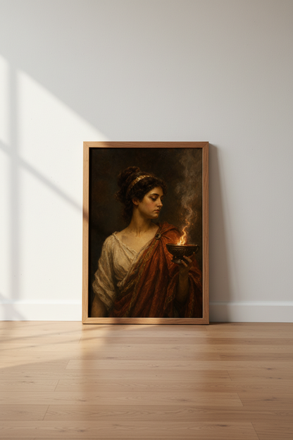 Vestal Virgin Portrait | Dark Academia Roman Mythology Print, Moody Home Decor