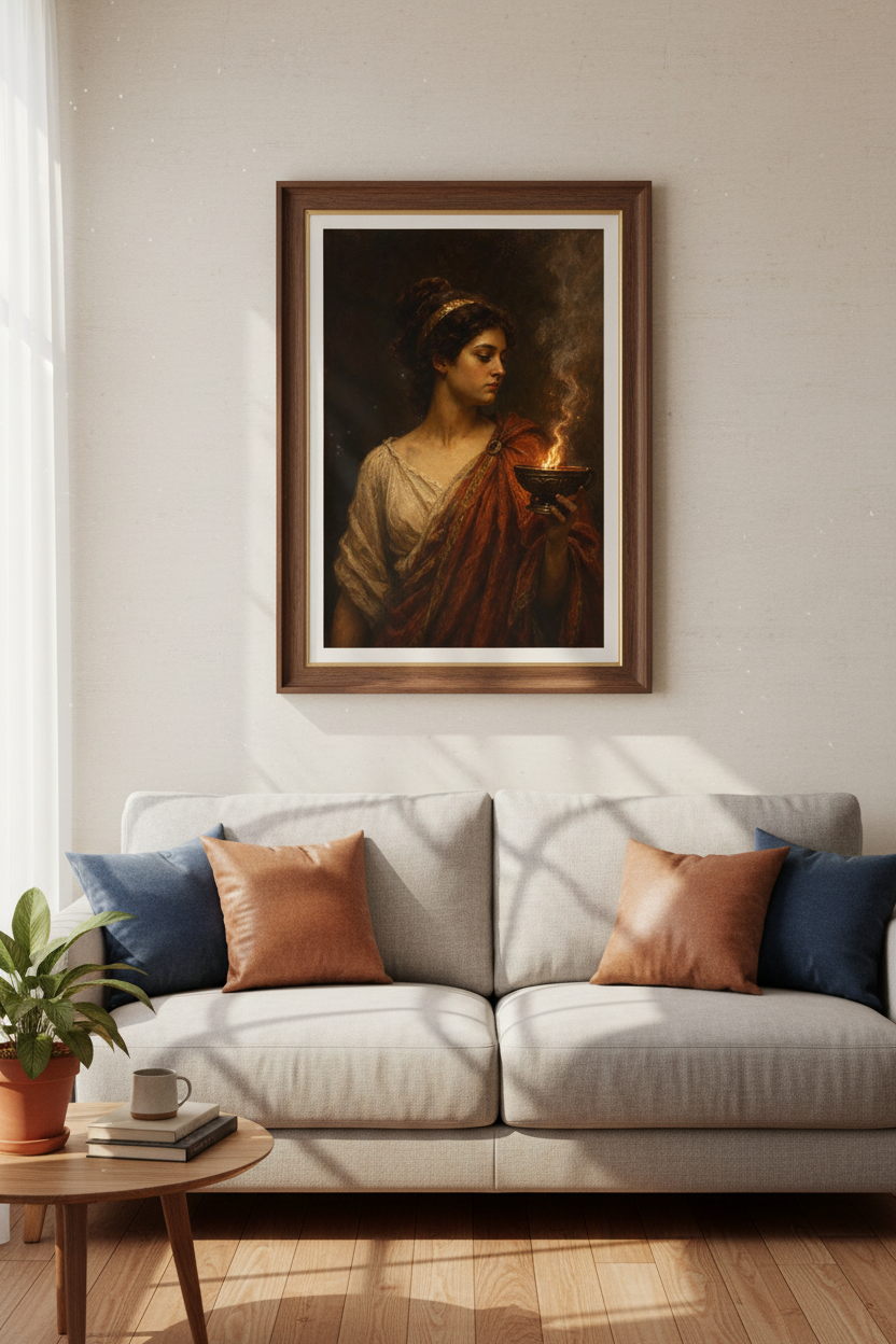 Vestal Virgin Portrait | Dark Academia Roman Mythology Print, Moody Home Decor
