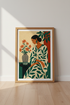Folk Art Floral Woman Print | Boho Botanical Wall Art, Modern Living Room Decor
