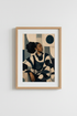 Geometric Portrait | Navy Beige Palette, Living Room Decor