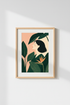 Tropical Plant Art | Minimalist Portrait, Peach Pink Living Room Decor