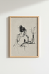 Woman Sketch | Minimalist Black & Beige Line Art, Bedroom Decor