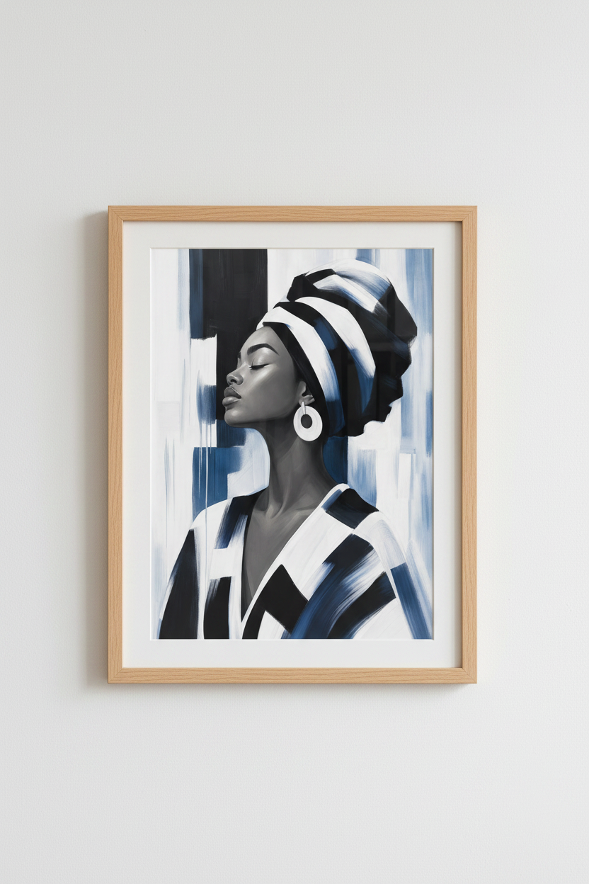 Afrocentric wall art | Monochrome portrait, Living room decor