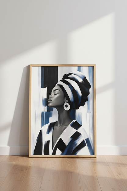 Afrocentric wall art | Monochrome portrait, Living room decor