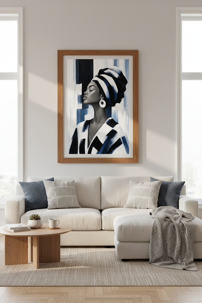 Afrocentric wall art | Monochrome portrait, Living room decor