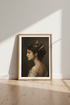 Woman with Bird Nest Portrait | Moody Dark Academia Oil Painting, Vintage Gothic Wall Art