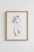 Minimalist Woman with Flowers Wall Art | Boho Floral Line Art, Bedroom Decor