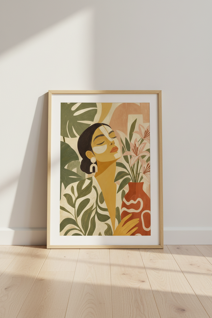 boho wall art print | earthy palette, tropical vibe | living room decor