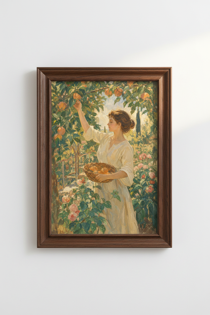 Impressionist Peach Painting Wall Art Print | Living Room Decor | Soft Garden Poster