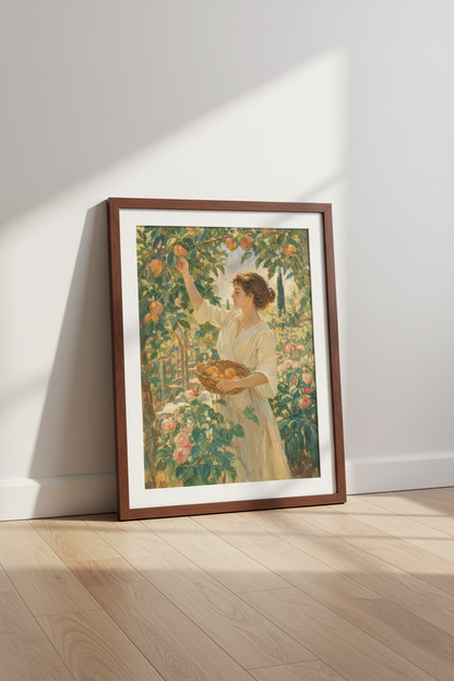 Impressionist Peach Painting Wall Art Print | Living Room Decor | Soft Garden Poster