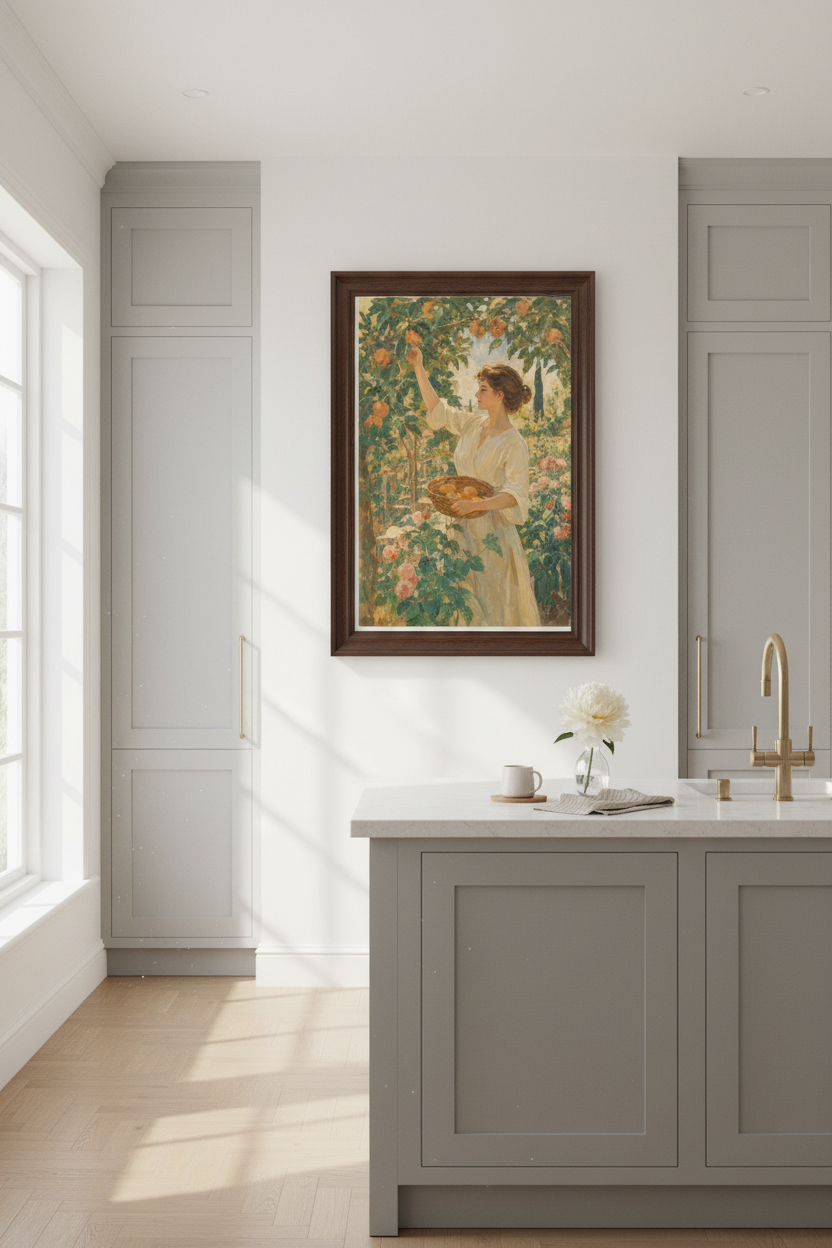 Impressionist Peach Painting Wall Art Print | Living Room Decor | Soft Garden Poster