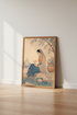 Indian Woman with Lotus Wall Art | Mughal Style Garden Decor | Boho Chic Poster