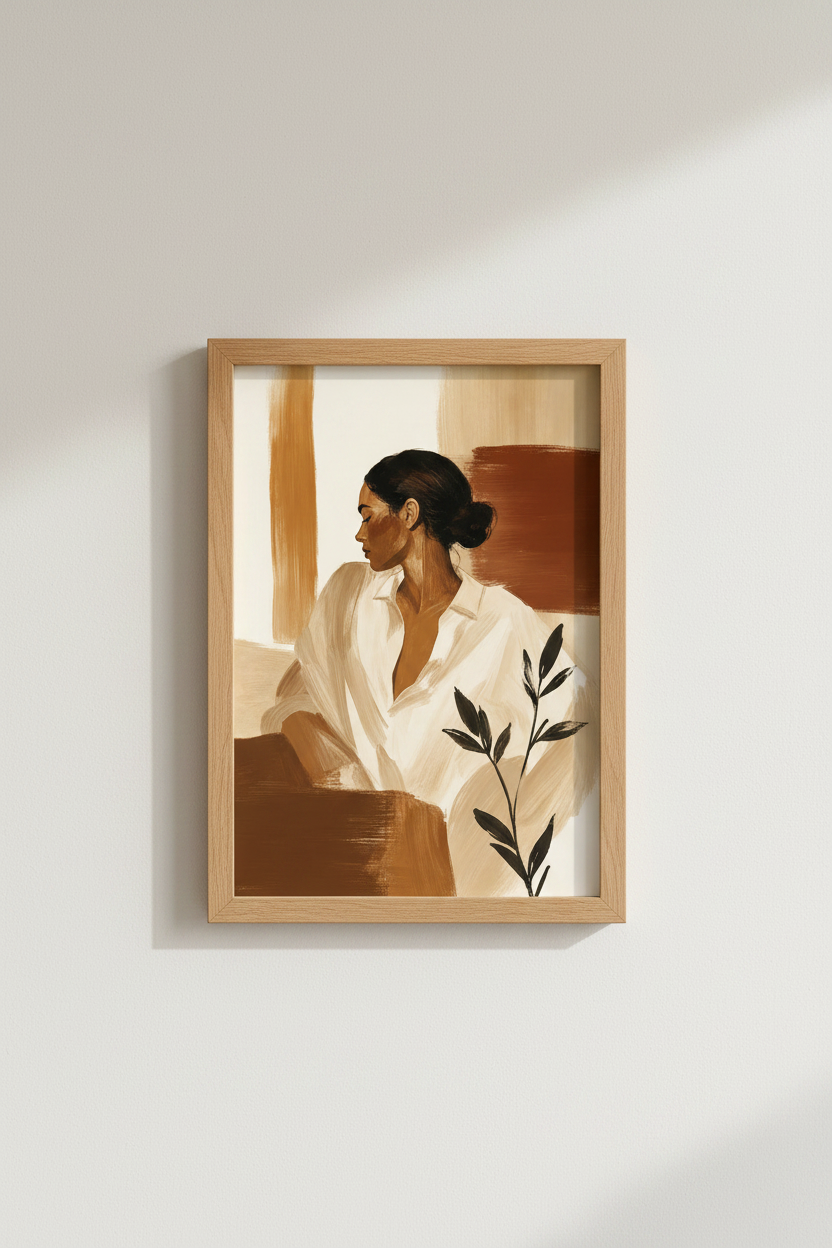 boho wall art print | living room decor | warm neutrals poster