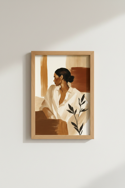 boho wall art print | living room decor | warm neutrals poster