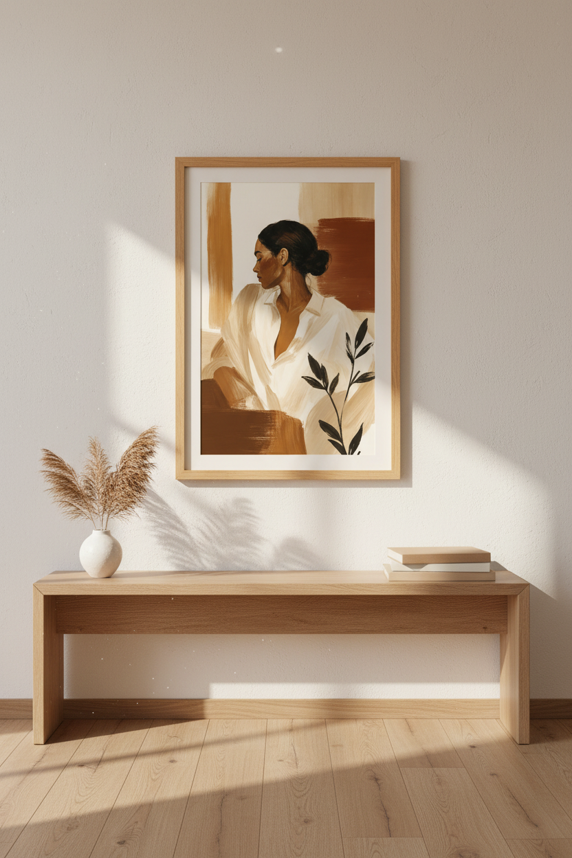 boho wall art print | living room decor | warm neutrals poster