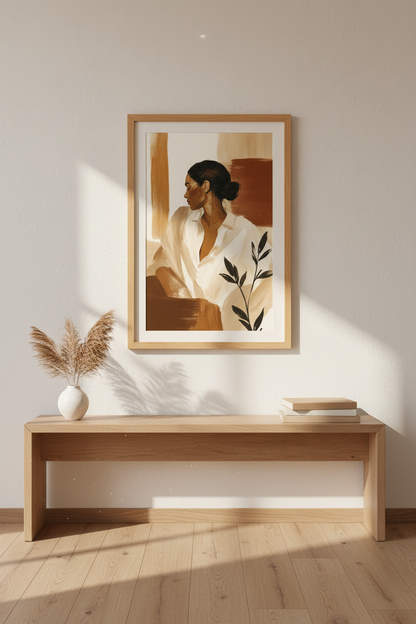 boho wall art print | living room decor | warm neutrals poster