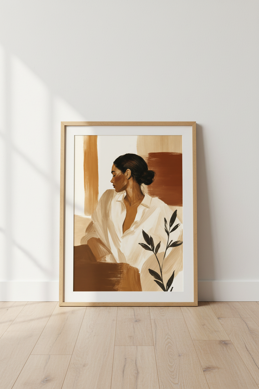 boho wall art print | living room decor | warm neutrals poster