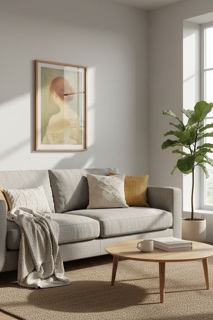 Pastel Portrait Wall Art Print | Living Room Decor | Soft Aesthetic Poster