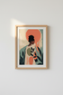 boho wall art print | Abstract Sunset, Coral Teal | Living Room Decor