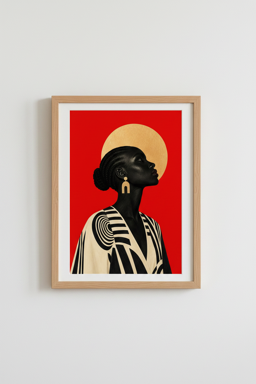 silhouette art | Bold Black &amp; Gold Halo, Living Room Decor